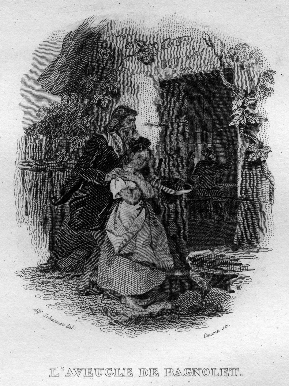 Bagnolet Chanson de Berangers blinde i ""Oeuvres completes"" (1834) af Pierre Jean de Beranger (1780-1857), fransk digter og sangskriver. af French School