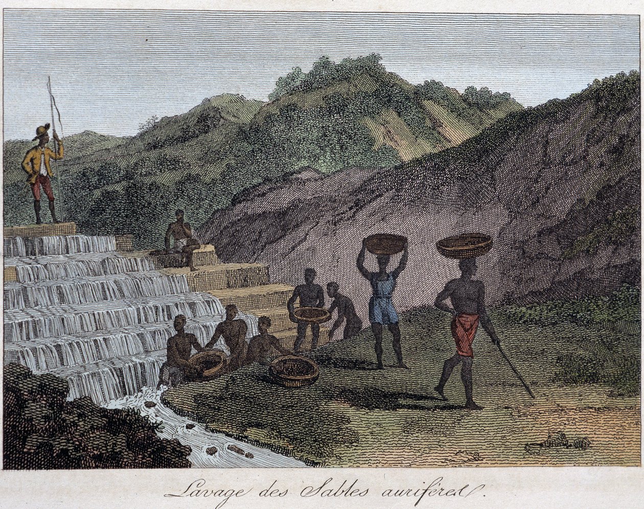 Vask af ørkent sand - "" The World in prints or Geography of the five parts of the world"" af Chevalier de Roujoux af French School