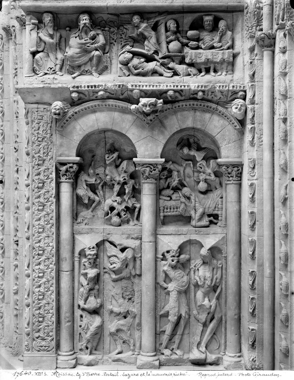 Lazarus og den rige mand, fra sydportalen, ca. 1130 af French School