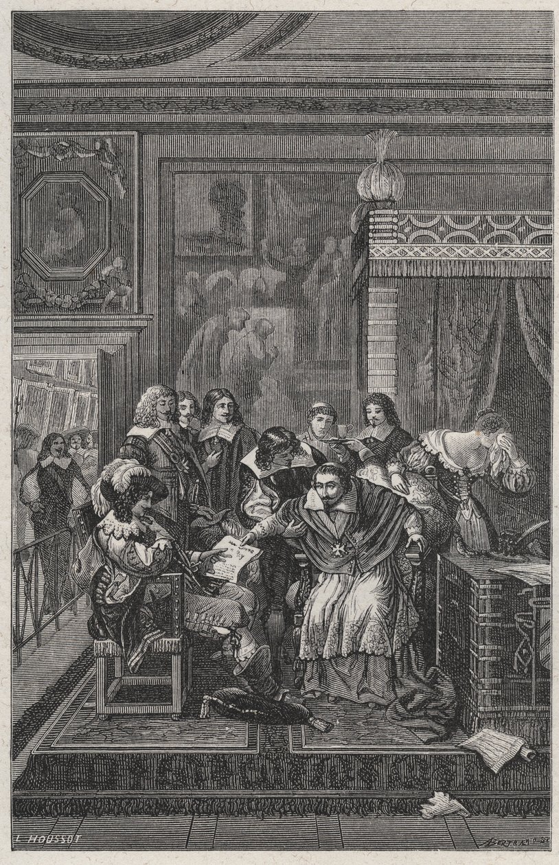 Den døende kardinal de Richelieu Litografi af Charles Motte (1785-1836) i "Les Hommes Celebres de la France" af Louis Dumas 1889 af French School