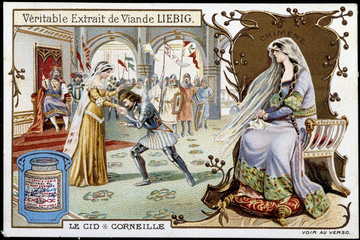 Le Cid de Pierre Corneille (1606 - 1684), kromolitografi Liebig, sd. 19. århundrede af French School