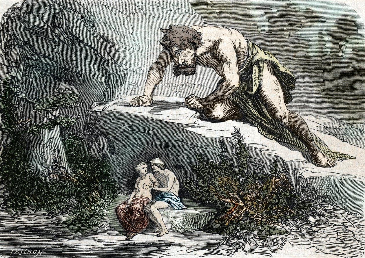"Le Cyclops Polypheme overraskende Galatee et Acis" (gravering) 1864 af French School