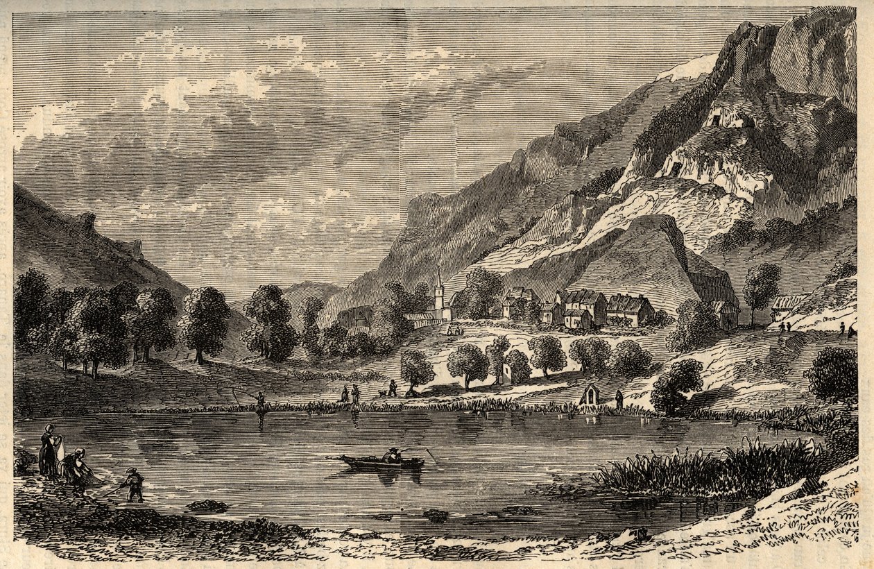 Le Lauzet-Ubaye - Le lac du Lauzet - kommune i departementet Alpes-de-Haute-Provence i det sydøstlige Frankrig - indgravering i "" PATRIE"" - PECTUREQUIREQUE BESKRIVELSE AF FRANKRIG I 6 BIND AF LUCIEN HUARD - slutningen af ​​1800-tallet af French School