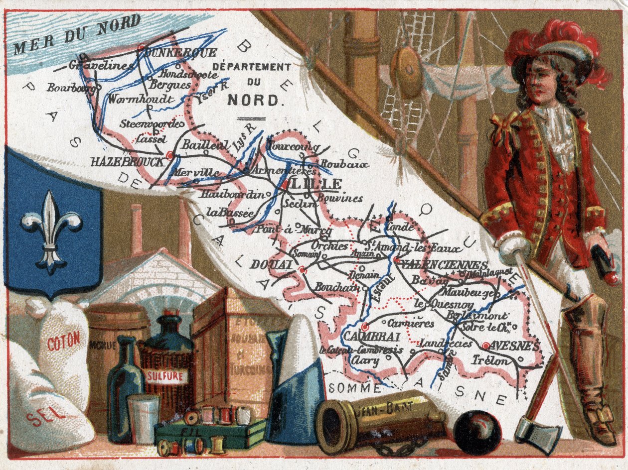 Le Nord (59), Nord Pas De Calais (Nord-Pas de Calais), Frankrig. Portræt af Jean Bart (Jan Bart eller Jan Baert af French School