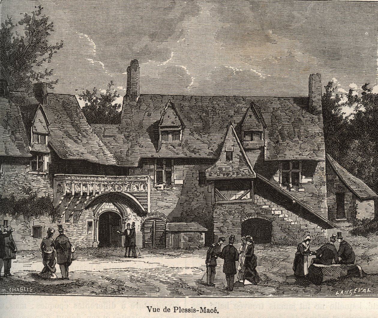 Le Plessis Mace (Le Plessis-Mace) - Maine-et-Loire, regionen Pays de la Loire - gravering i "Frankrig illustrée: geografi, historie, statistisk administration" af V.-A. Malt brun. 1884 af French School
