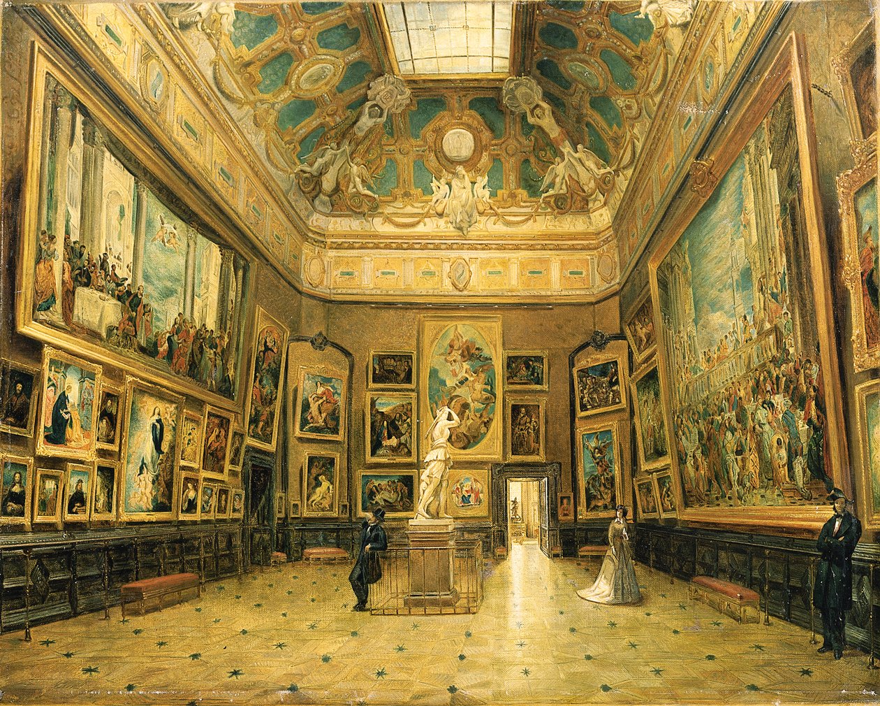 Salonen Carre du Louvre, ca. 1870 af French School