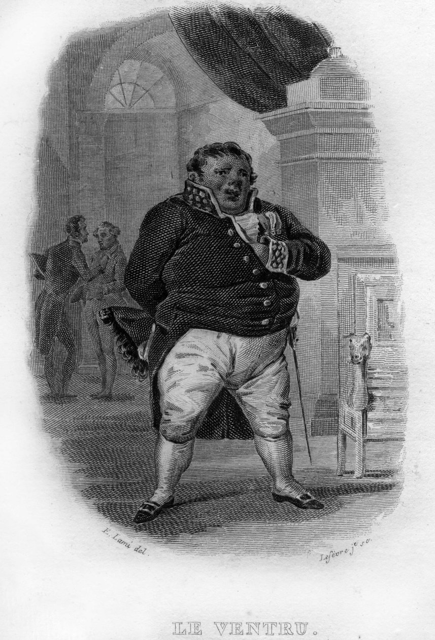 Le Ventru Chanson de Beranger i "Works Completes" (1834) af Pierre Jean de Beranger (1780-1857), fransk digter og sangskriver. af French School