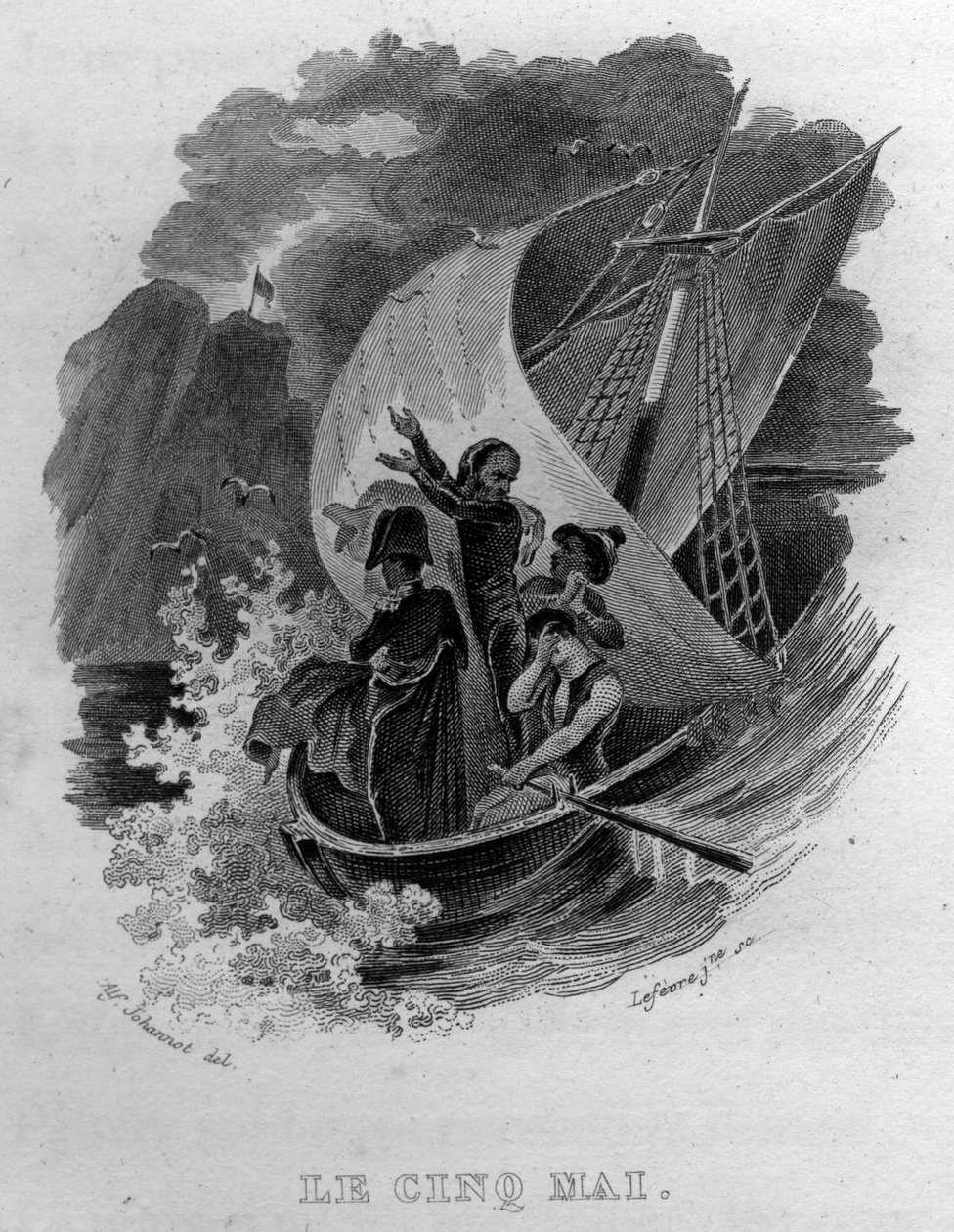 Den femte maj Chanson de Beranger i "" Oeuvres completes"" (1834) af Pierre Jean de Beranger (1780-1857), fransk digter og sangskriver. af French School