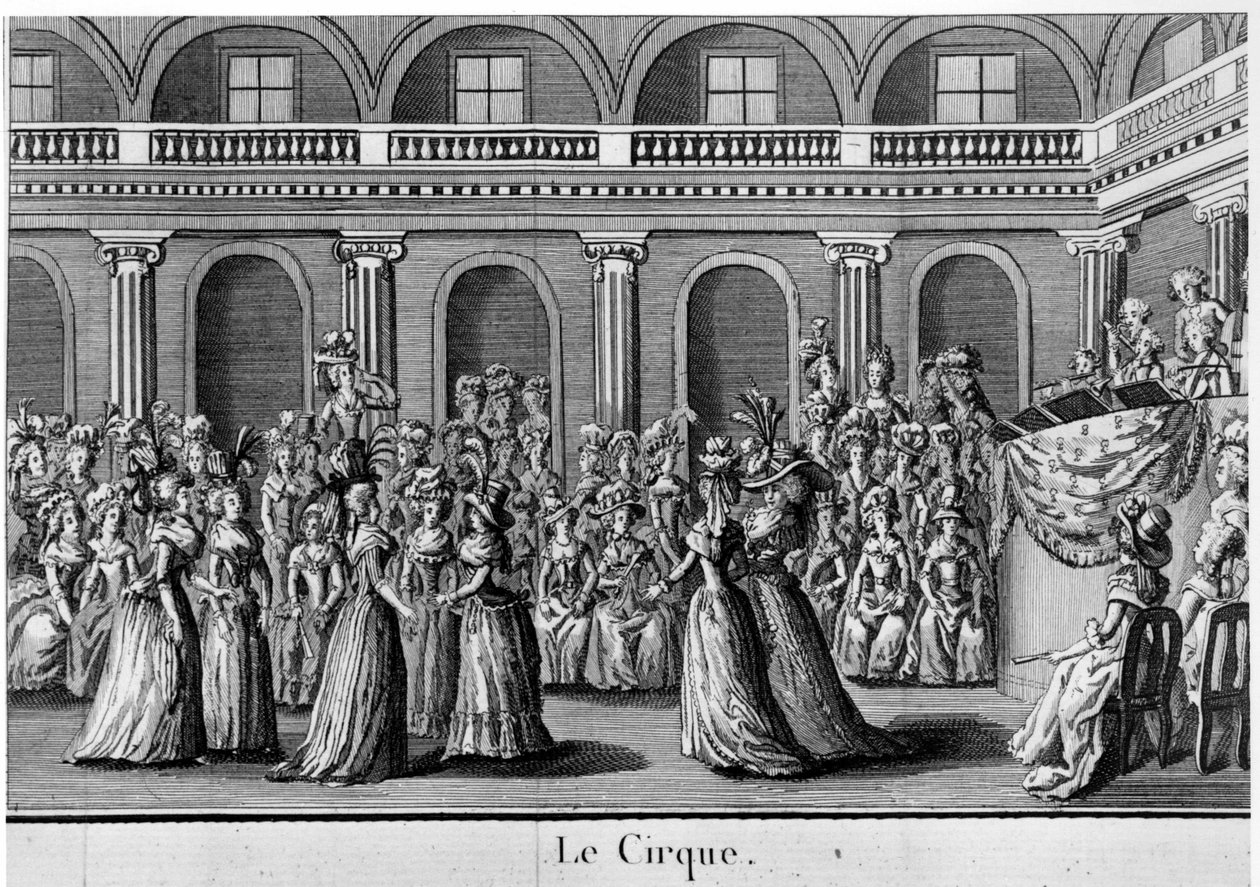 Cirkus: adelens kvinder danser - i "" kongeslottets piger "", frontispice, bind II, red. London af French School
