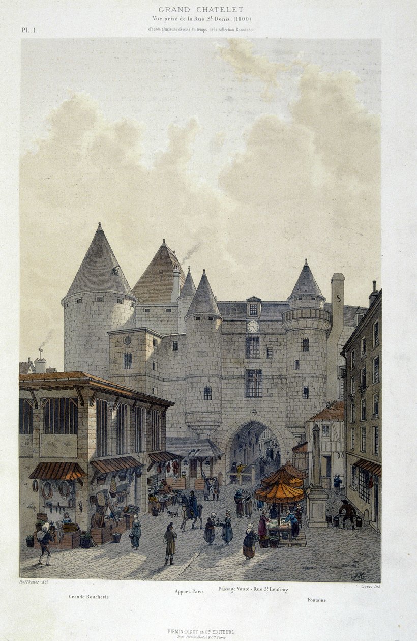 Le grand Chatelet ved rue St Denis i 1800 - i "Paris gennem tiderne: templet og rue Royale", slutningen af ​​det 19. århundrede af French School