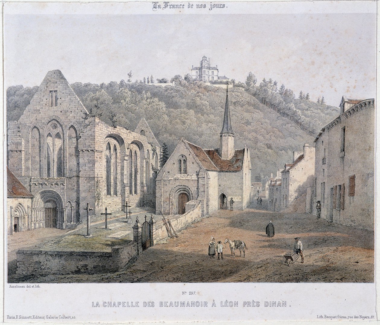 Lehon Abbey og Beaumanoir Chapel nær Dinan af French School
