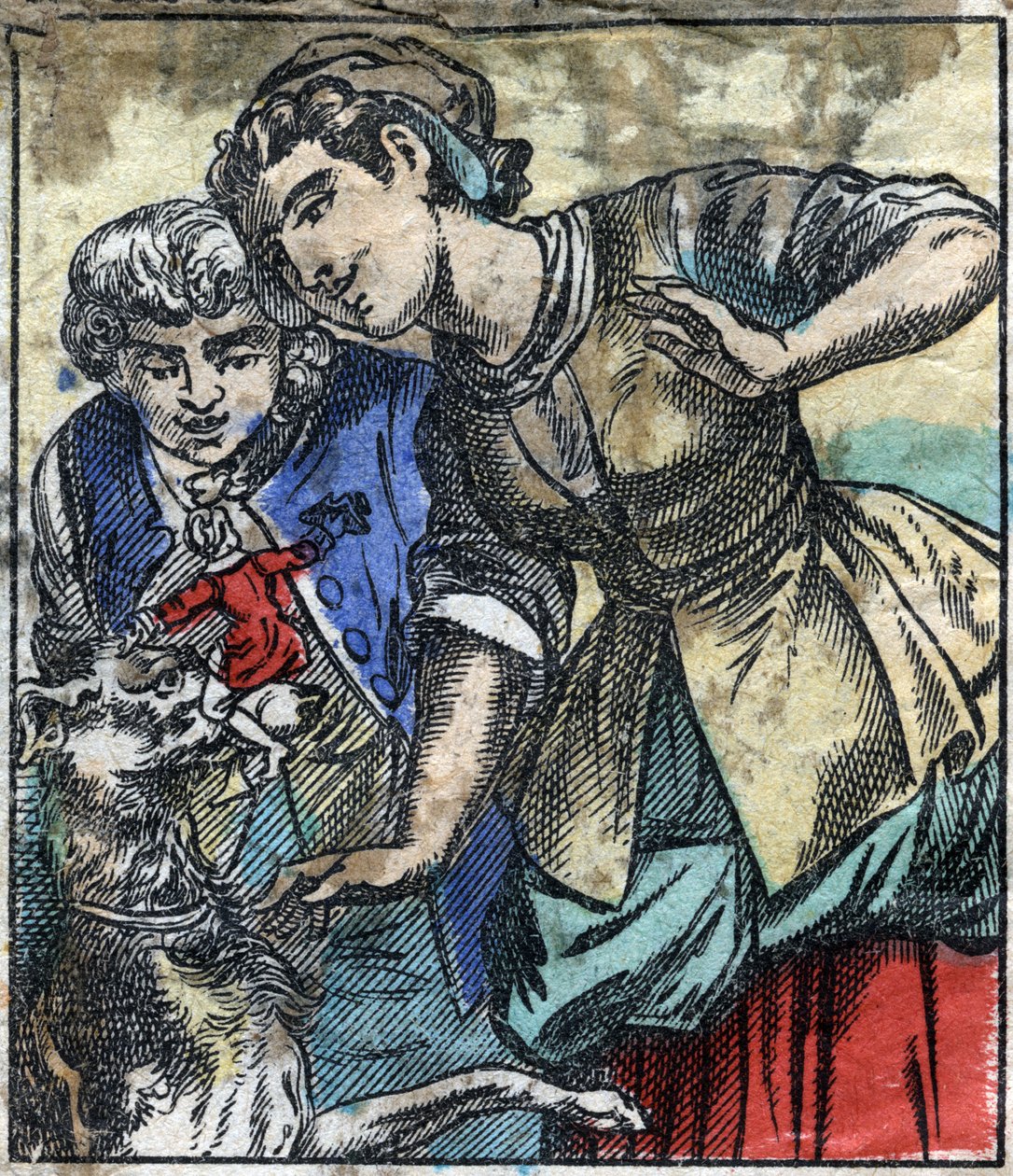 Lemuel Gulliver i Brobdingnags giganters land. Illustration til "" Gulliver
