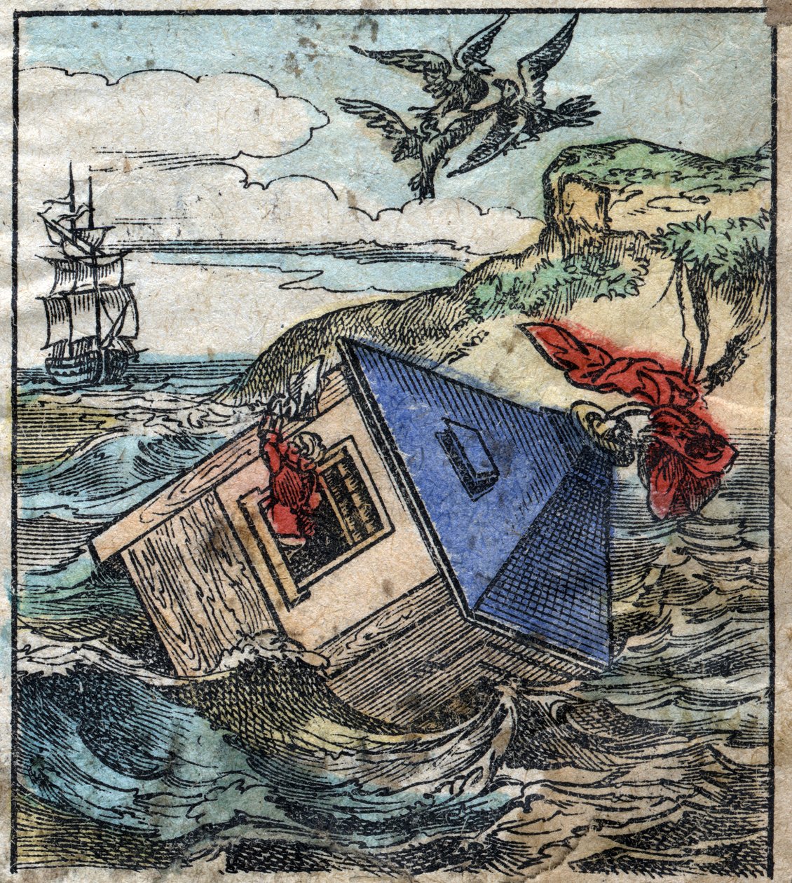 Lemuel Gulliver er i sit hus i giganternes land i Brobdingnag. Illustration til "" Gulliver