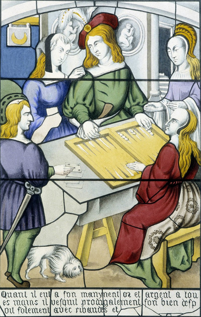 Den fortabte søn: Spillet Tic-trac i middelalderen i "Glasmaleriets historie"" af Ferdinand de Lasteyrie, red. Paris 1853 af French School