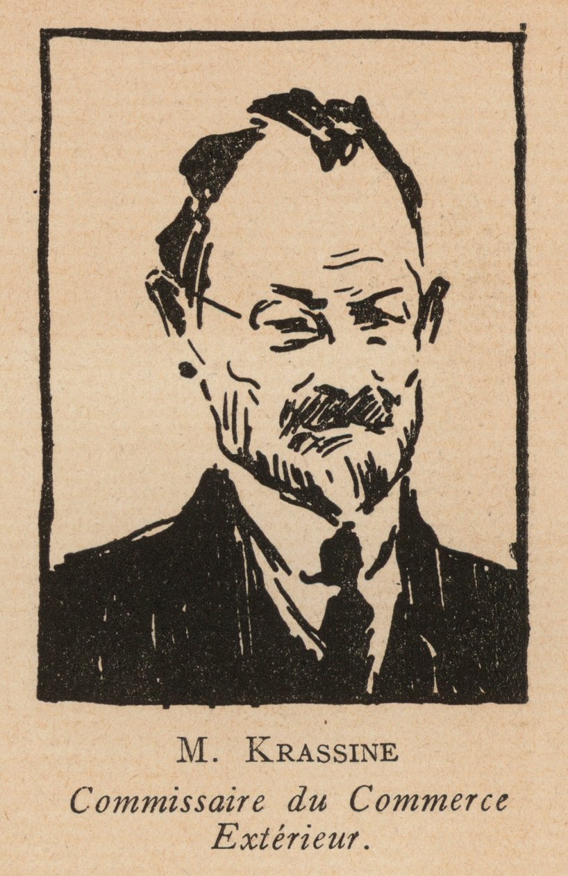 Leonid Krasin, russisk bolsjevikisk revolutionær politiker og folkekommissær for udenrigshandel (litografi) af French School