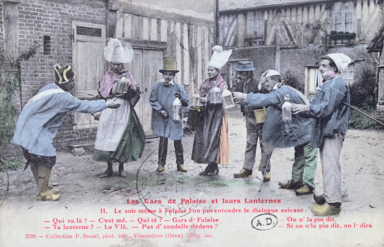 The Cliff Guys and their Lanterns, ca. 1910 (efter et foto) af French School
