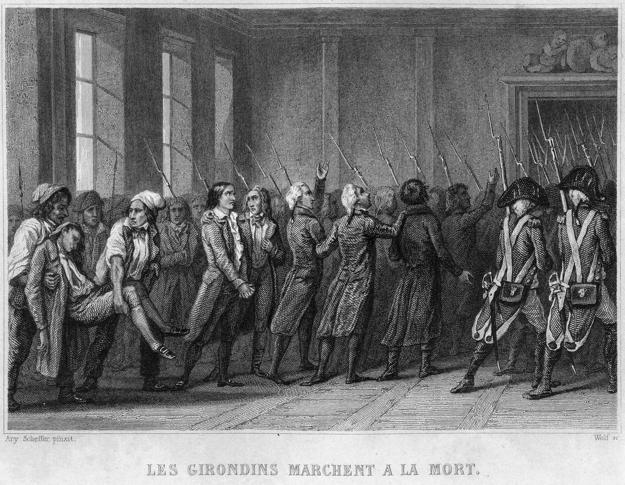 Les Girondins marcherer til døden - i "" Revolution francaise"" af Thiers. 19. århundrede af French School