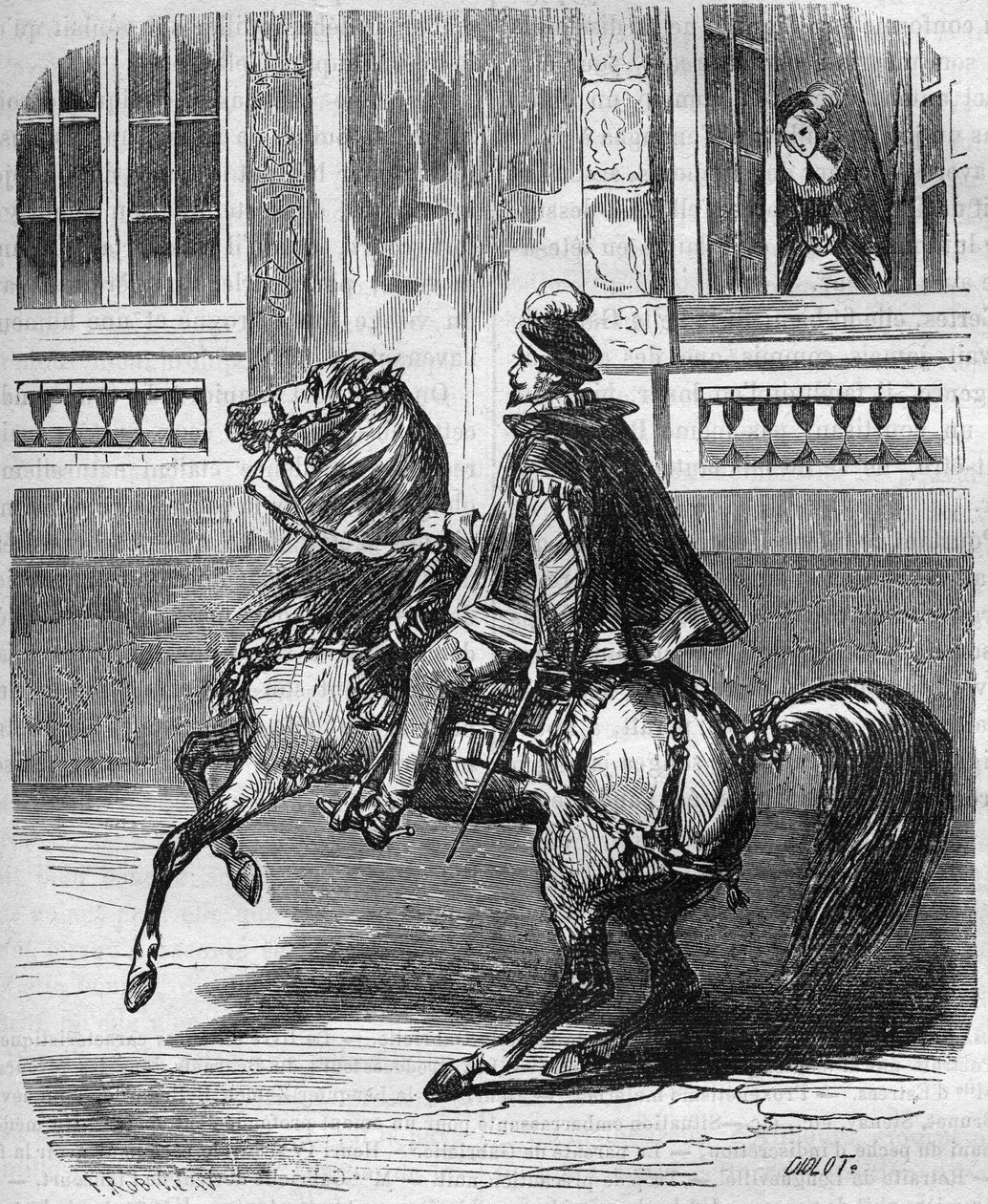 Kong Henrik IIs (1519-1559) og Diane de Poitiers (1499-1566) kærligheder. indgravering i "Historien om prostitution og udskejelser i alle klodens folk fra oldtiden til i dag" af Dr. Th. -F. Debray af French School