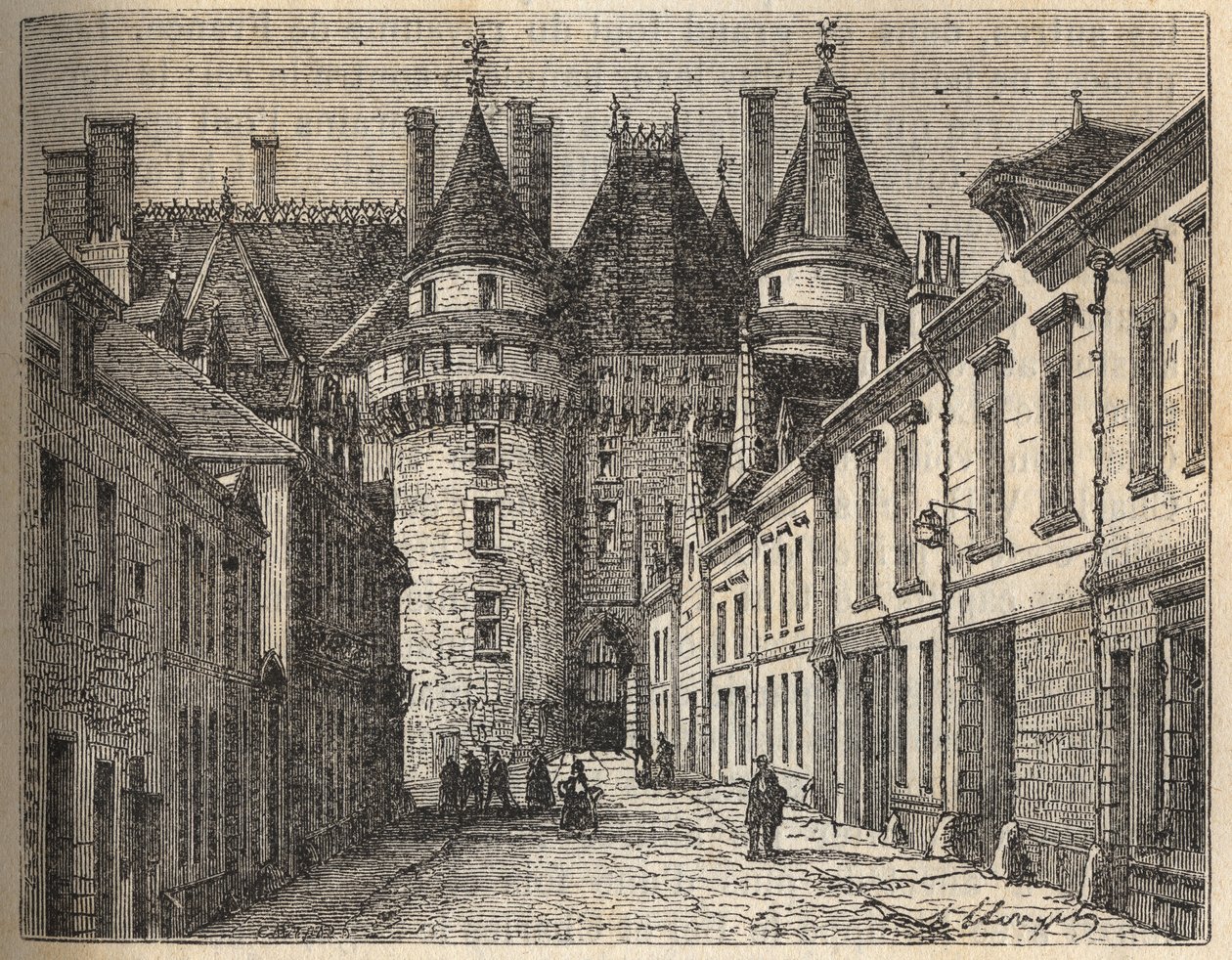 Loires slotte: slottet Langeais (Indre-et-Loire) - indgravering i "Histoire de France" af Victor Duruy (1811-1894) - 1882 af French School