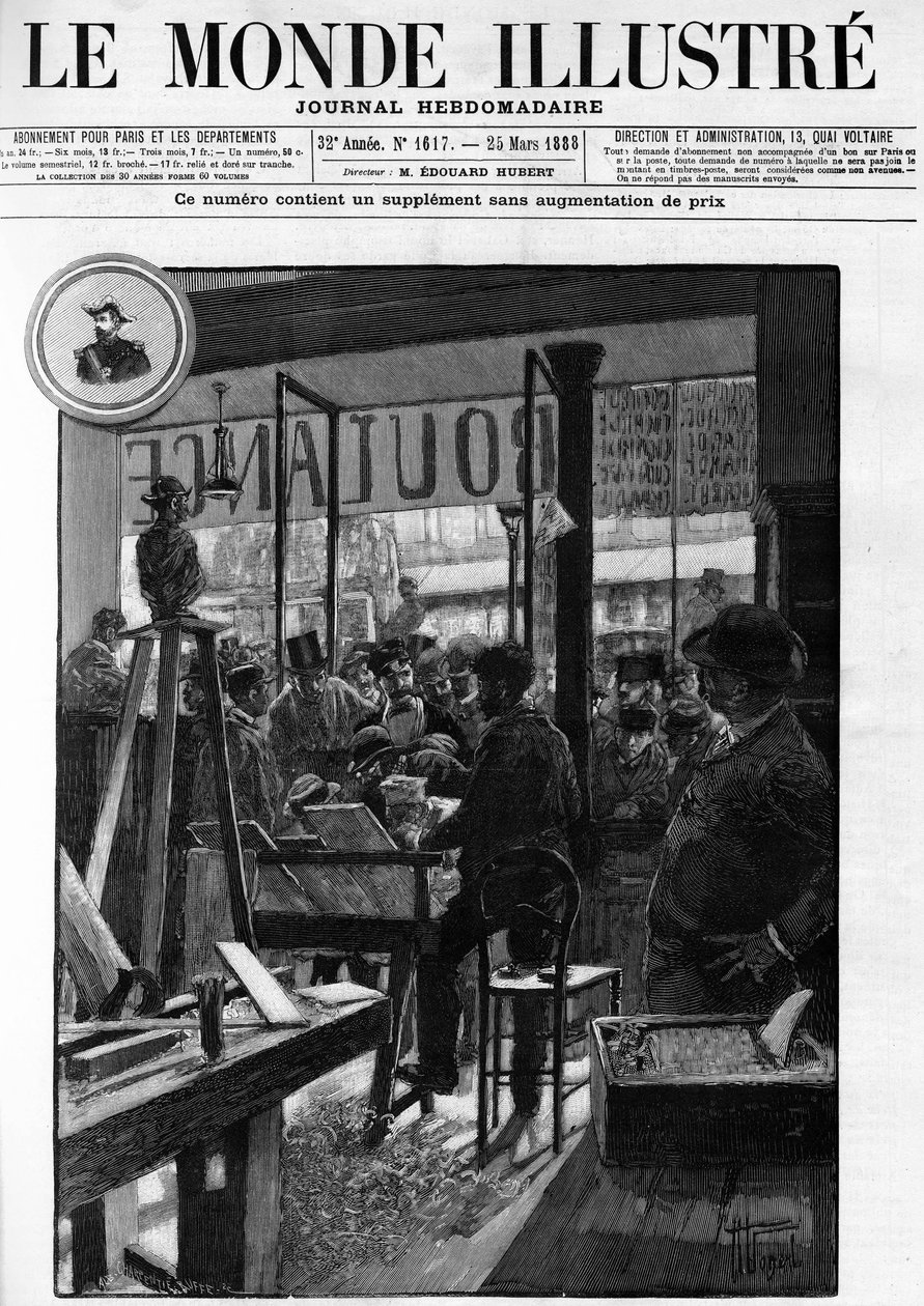 Boulangist-demonstrationerne i Paris i "Le Monde illustrious" i 1888. af French School