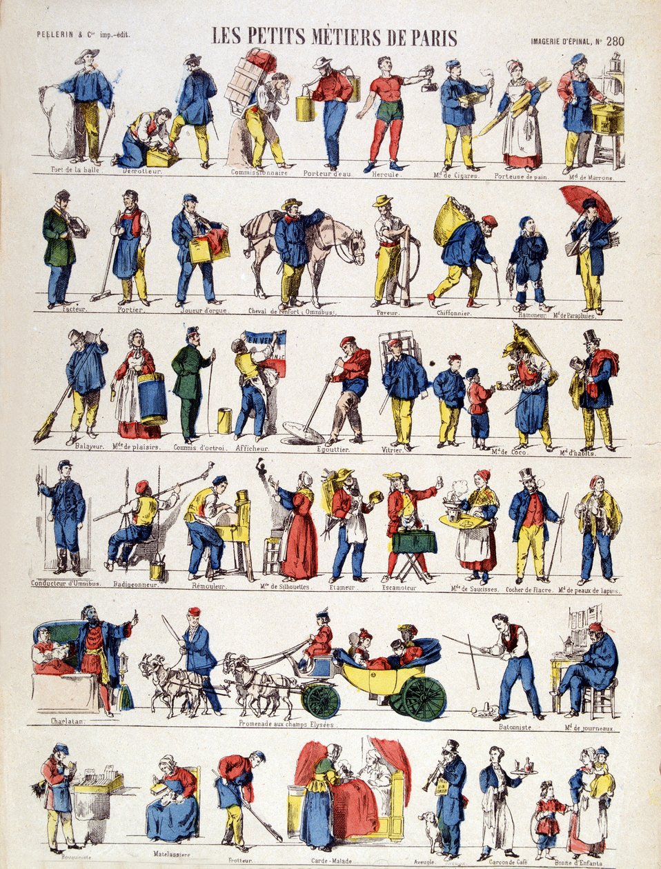 Les petits metiers de Paris, billede af Epinal fra det 19. århundrede (gravering) af French School
