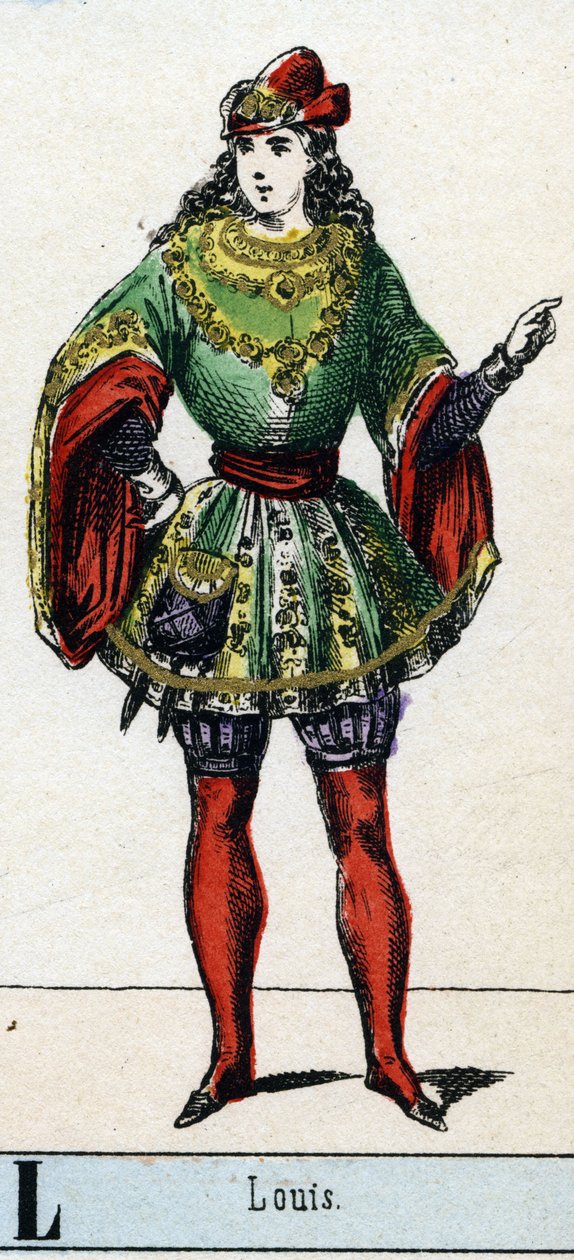 Bogstav L som Louis. Abecedariet fra Teatermuseet. Billeddannelse af Epinal, ca. 1830. Mål: 37,7x47,5cm. Træstik, stencileret med forgyldning. Privat samling. af French School