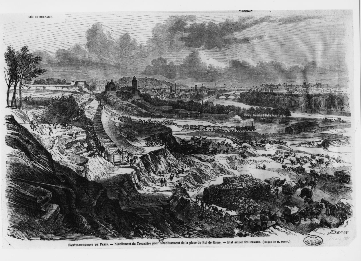 Udjævning af Chaillot-bakken til bygningen af Roi de Rome-stedet i 1812-13 af French School