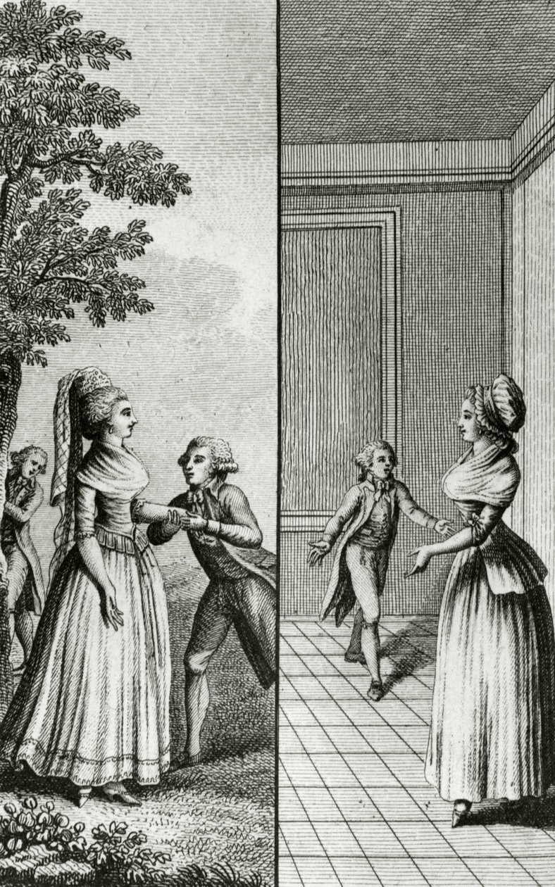 Libertinage - i "Historie dag for dag om en kvinde fra den franske republik", Restif de La Bretonne (1734-1806), Genève 1791-1794. af French School