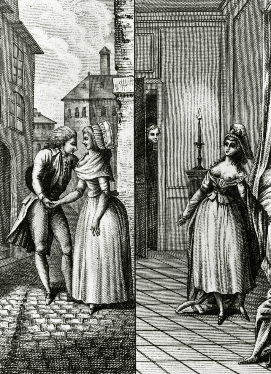 Libertinage - i "Dag for dag historie om en kvinde fra den franske republik", Restif de La Bretonne (1734-1806), Genève 1791-1794. af French School