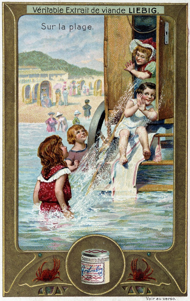 Liebig chromolithography serie "Beach Game" af børn. sd. 19. århundrede af French School