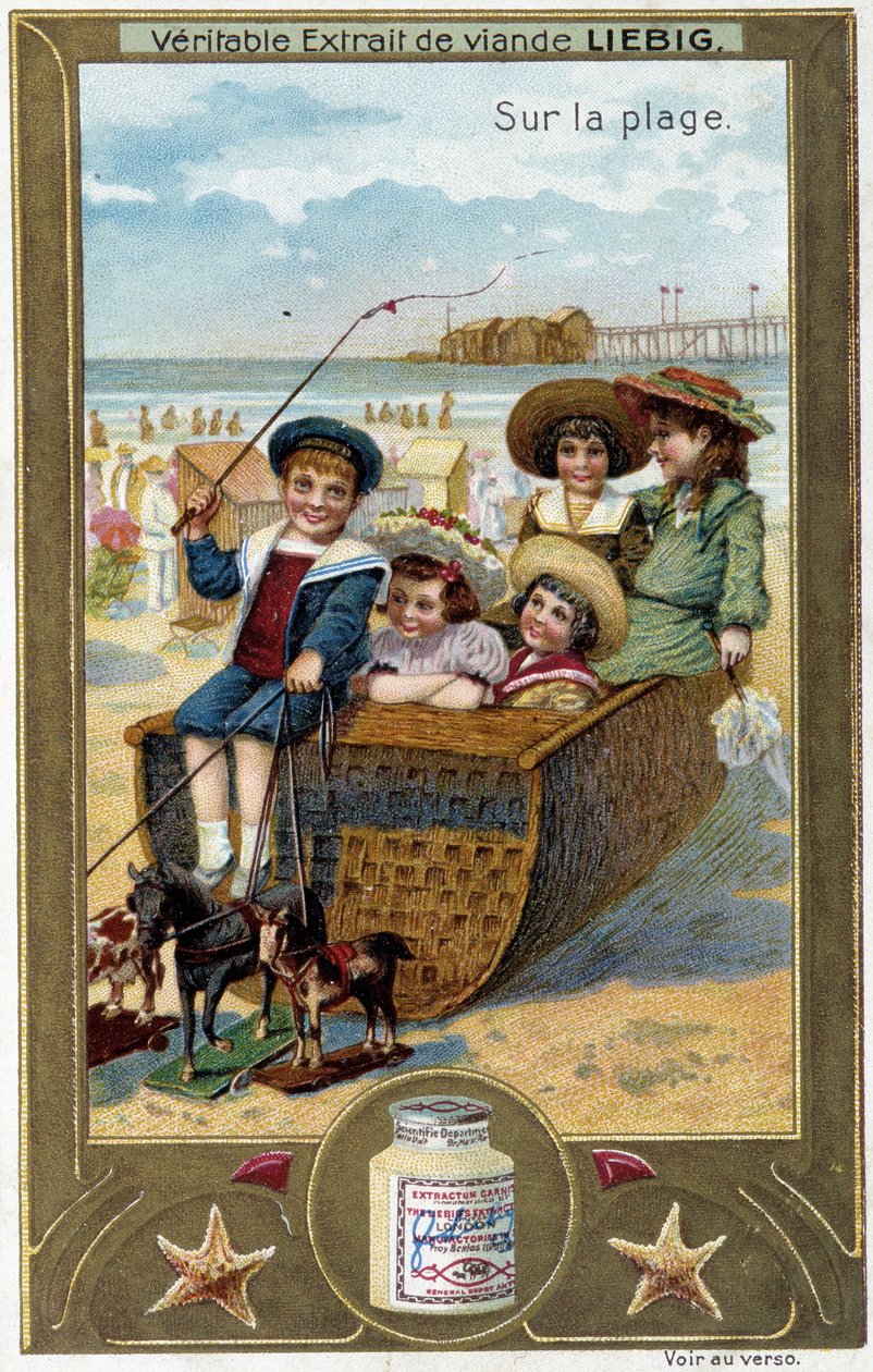 Liebig chromolithography serie "Beach Game" af børn. sd. 19. århundrede af French School