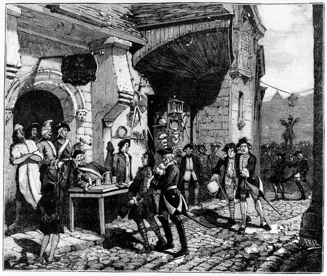 Livet i Paris under Ludvig XV: advokaterne holdt øje med de unge og naive provinser, hængende til kragerne - i "Paris gennem århundrederne" i Gérouillac af French School