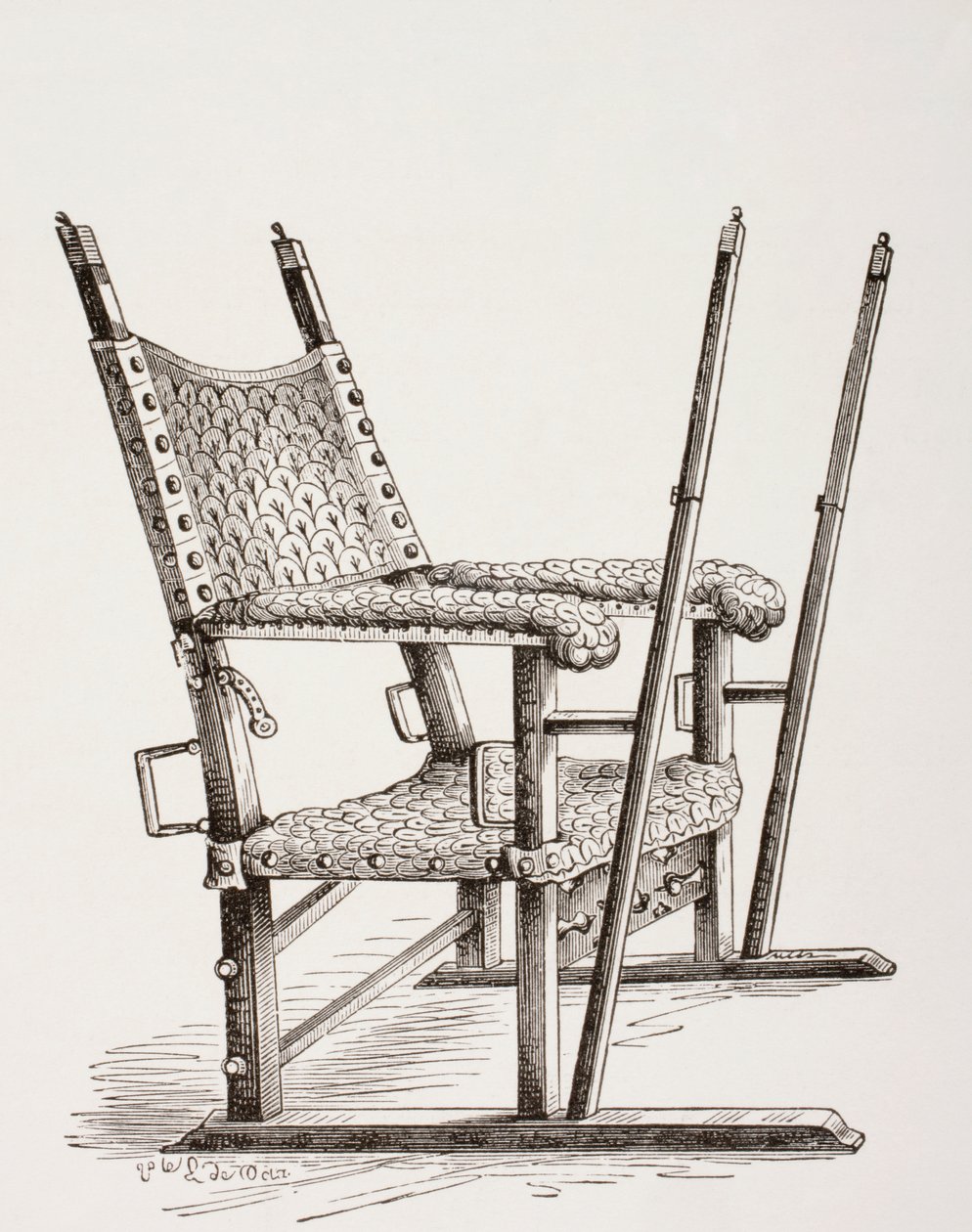 Kuldestol brugt af Carlos I af Spanien, fra Les Arts au Moyen Age, udgivet 1873 af French School