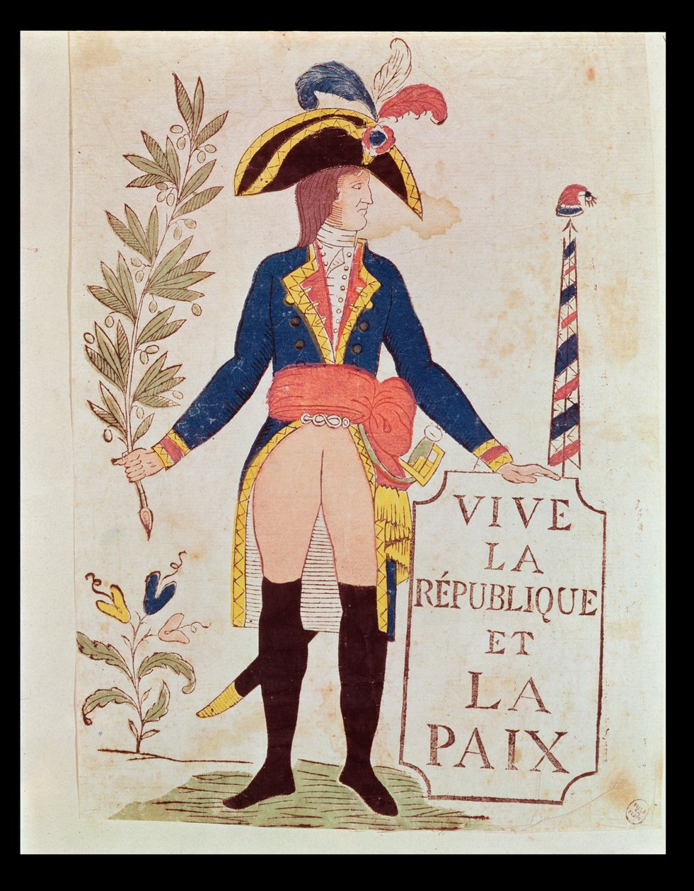 Længe leve Republikken og Freden, ca. 1795-99 (farvet træblokgravering) af French School