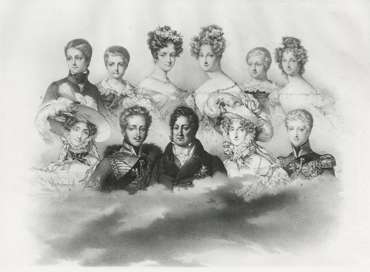 Louis-Philippe I og hans familie i 1830 (gravering) af French School