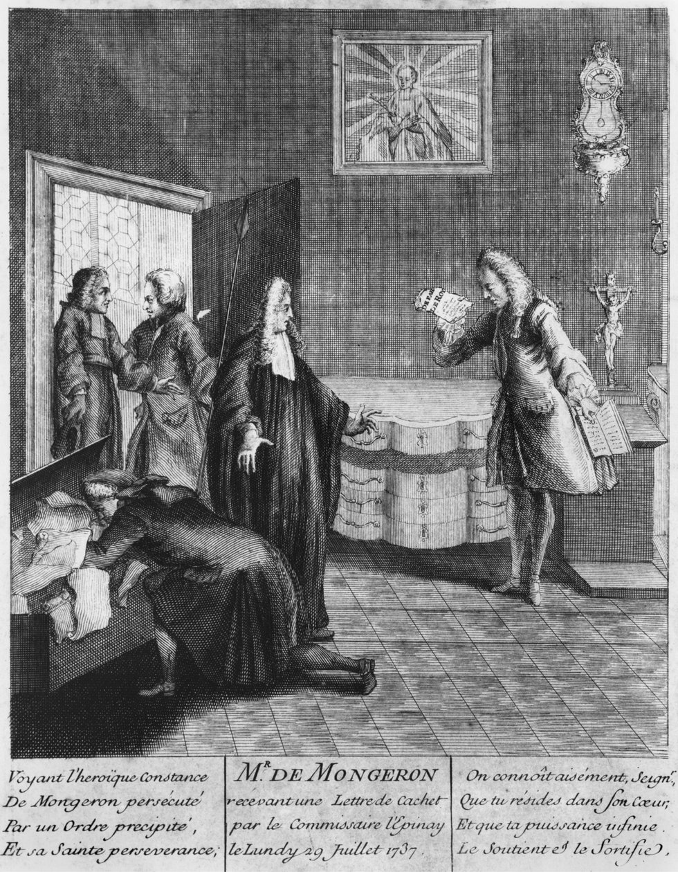 Louis Basile Carre de Montgeron modtager et brev fra kong Louis XV, 1737 af French School