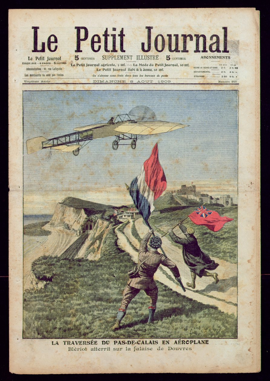 Louis Bleriot (1872-1936) lander ved Dover, fra 