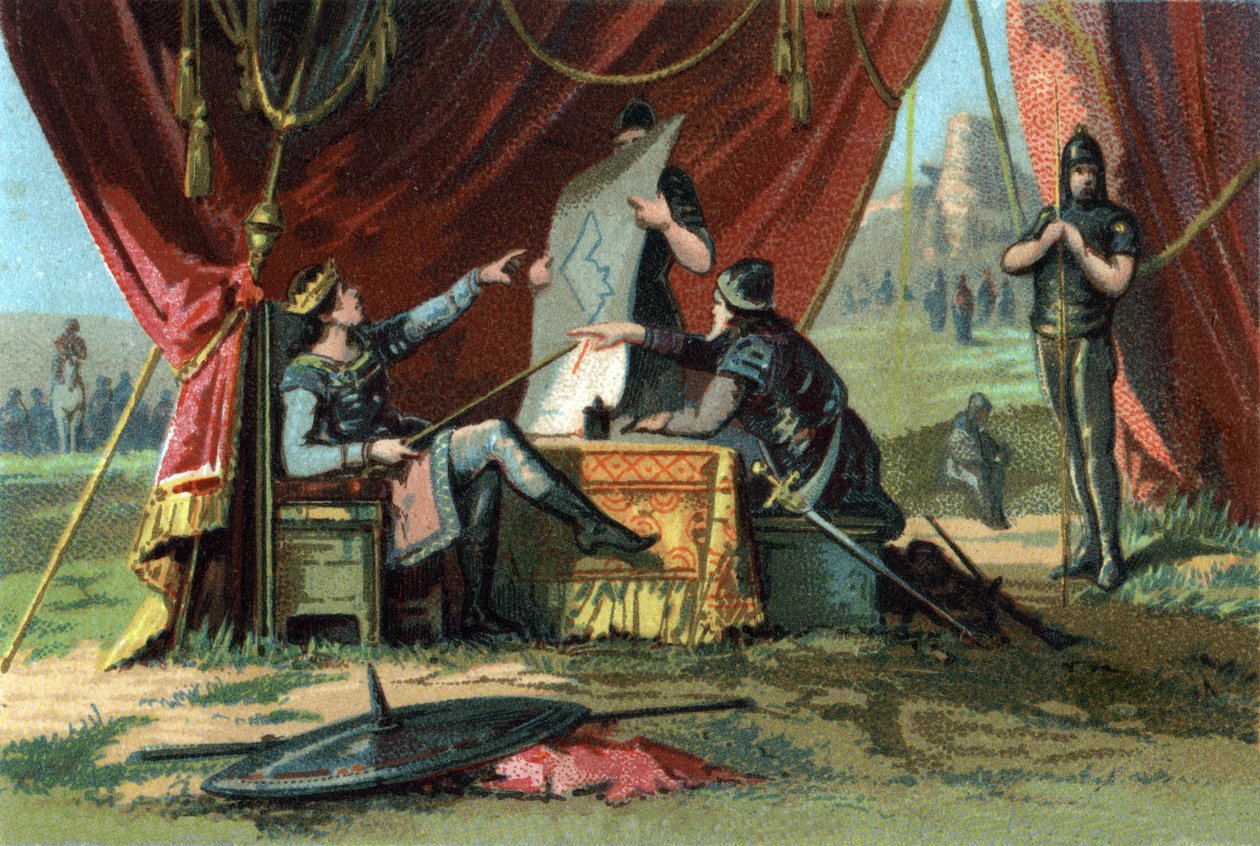 Ludvig III (se 863-882) og Carloman II (867-884) belejrede Wien forgæves. Kromolitografi omkring af French School