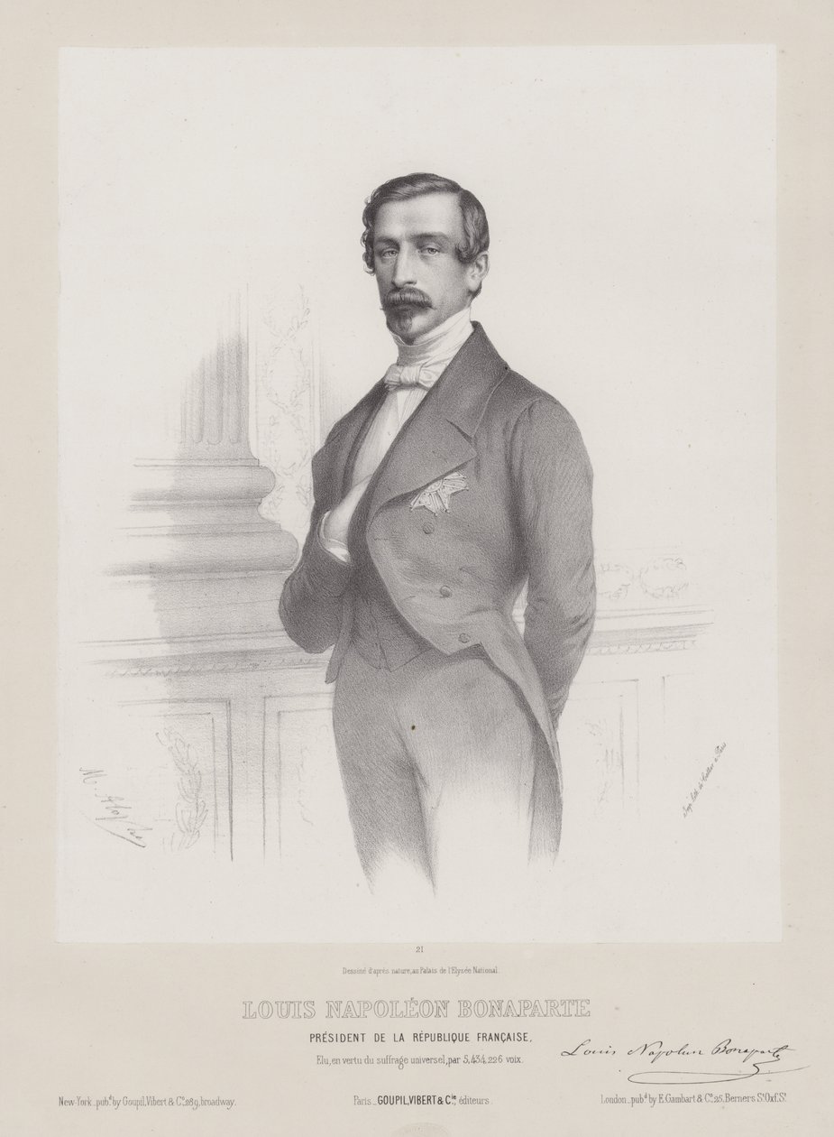 Louis Napoleon Bonaparte, præsident for den franske republik, ca. 1848 (litografi) af French School