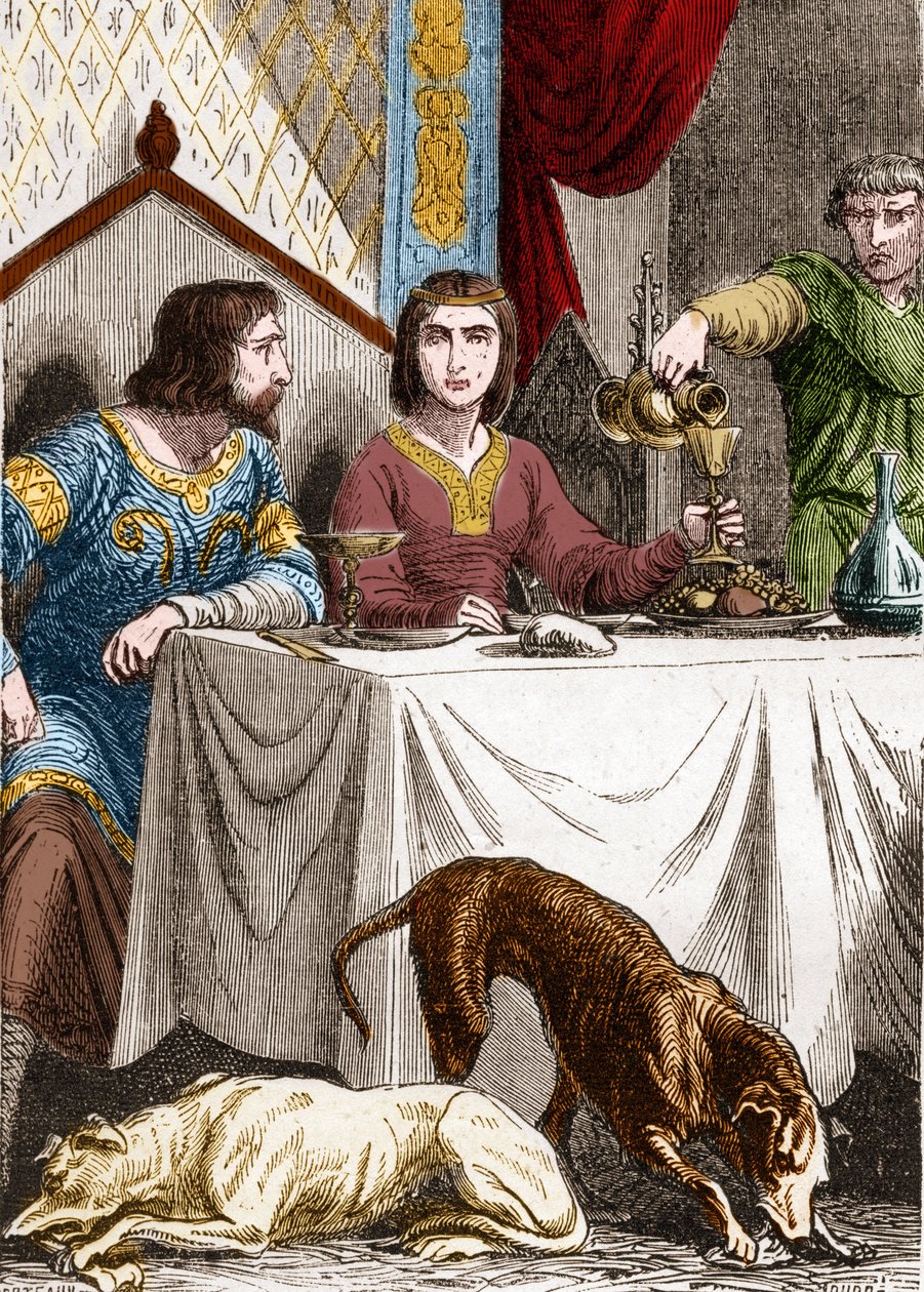 Ludvig VII den unge eller den fromme (1120-1180) med sin kone Alienor af Aquitaine (1122-1204) (eller Eleonore af Guyenne). af French School