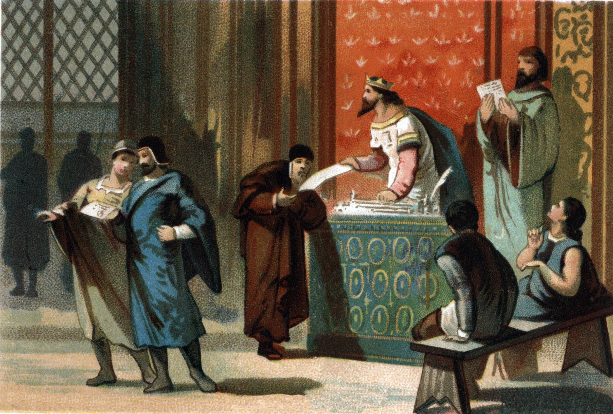 Louis VI dit Le Gros (1081-1137) gav kommunernes portocharter. Kromolitografi omkring 1890. af French School