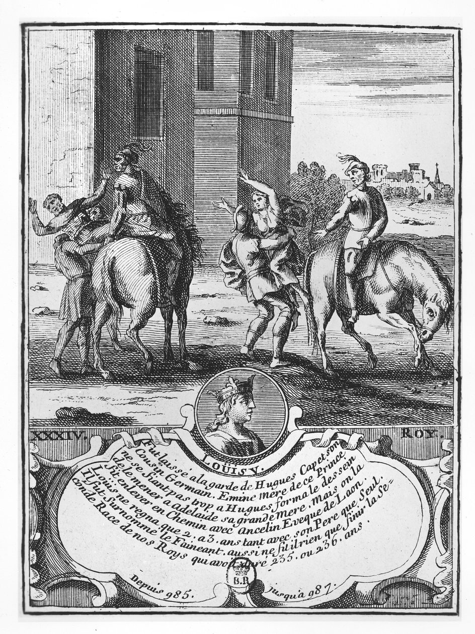 Louis V the Faineant (gravering) af French School