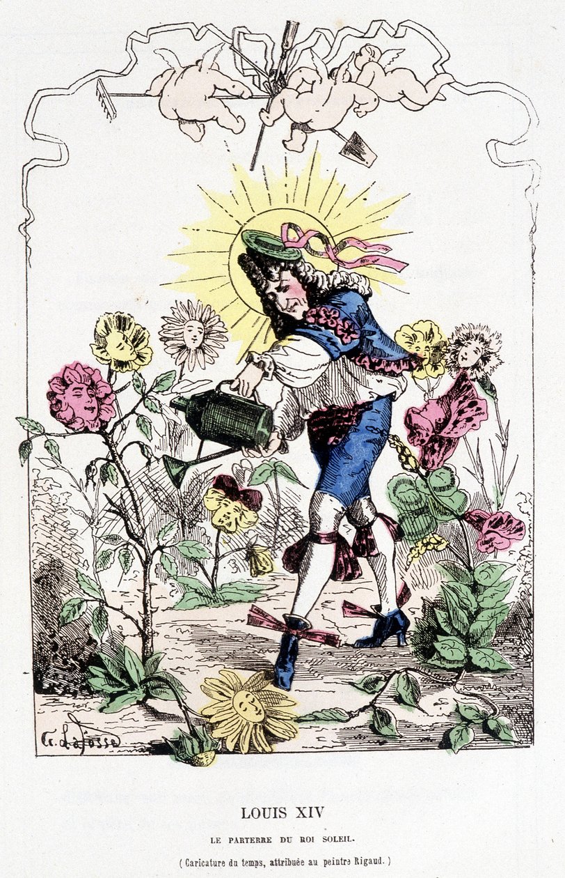 Ludvig XIV forklædt som gartner - i "" Histoire de France Tintamarresque"" af Touchatout af French School