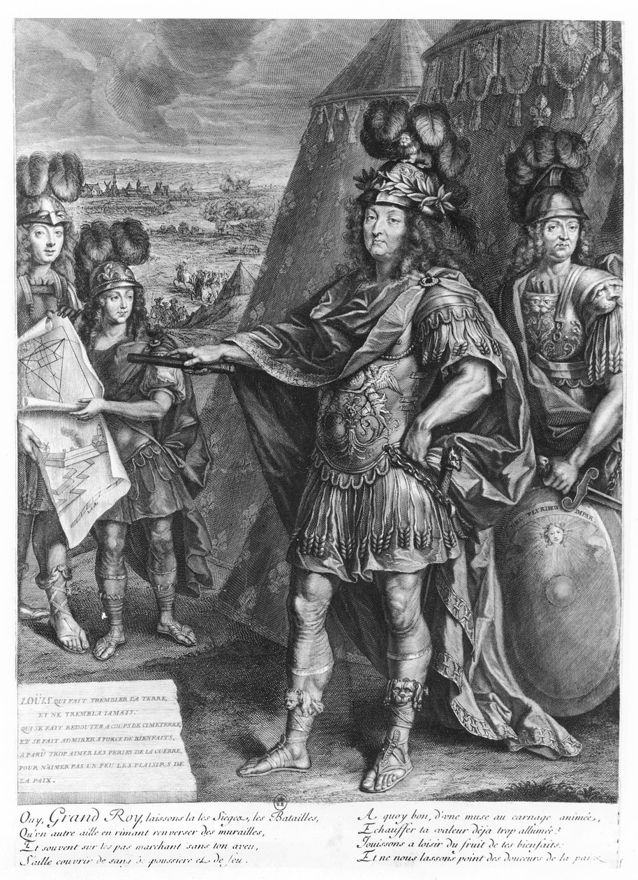 Ludvig XIV giver ordre til at befæste grænserne (gravering) af French School