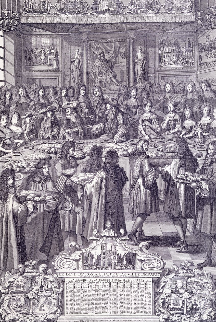 Ludvig XIV, hans folks kærlighed og glæde, gravering fra Almanacco af French School