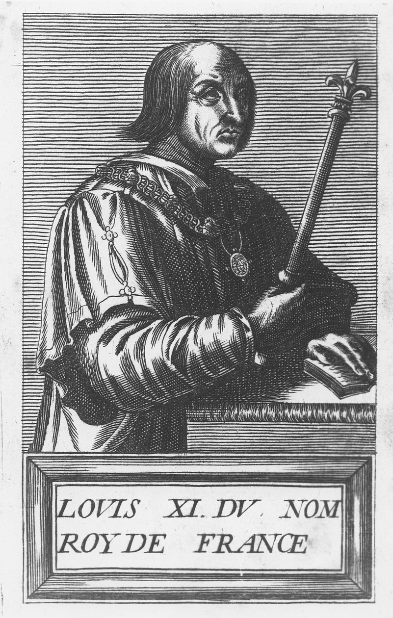 Ludvig XI, konge af Frankrig (gravering) af French School