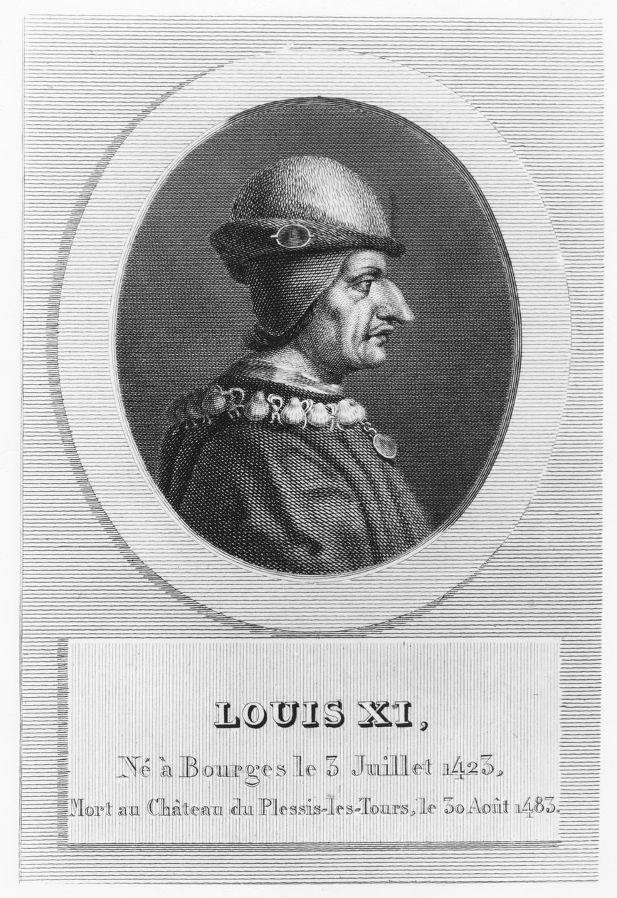 Ludvig XI, konge af Frankrig (gravering) af French School