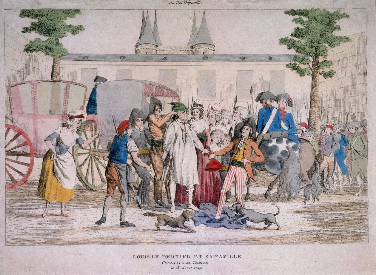 Louis XVI og hans familie førte til templet af French School