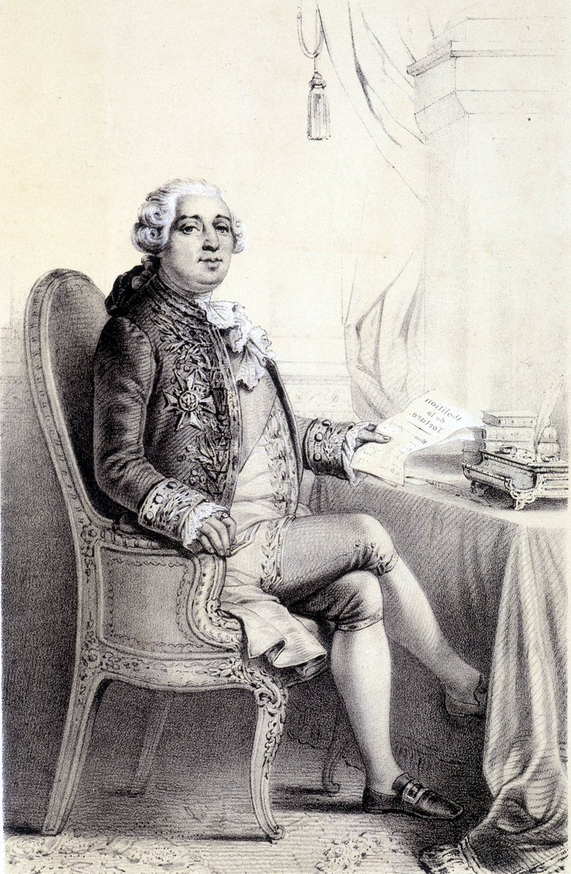 Louis XVI i ""Historical Gallery of the French Revolution"" af Albert Maurin af French School