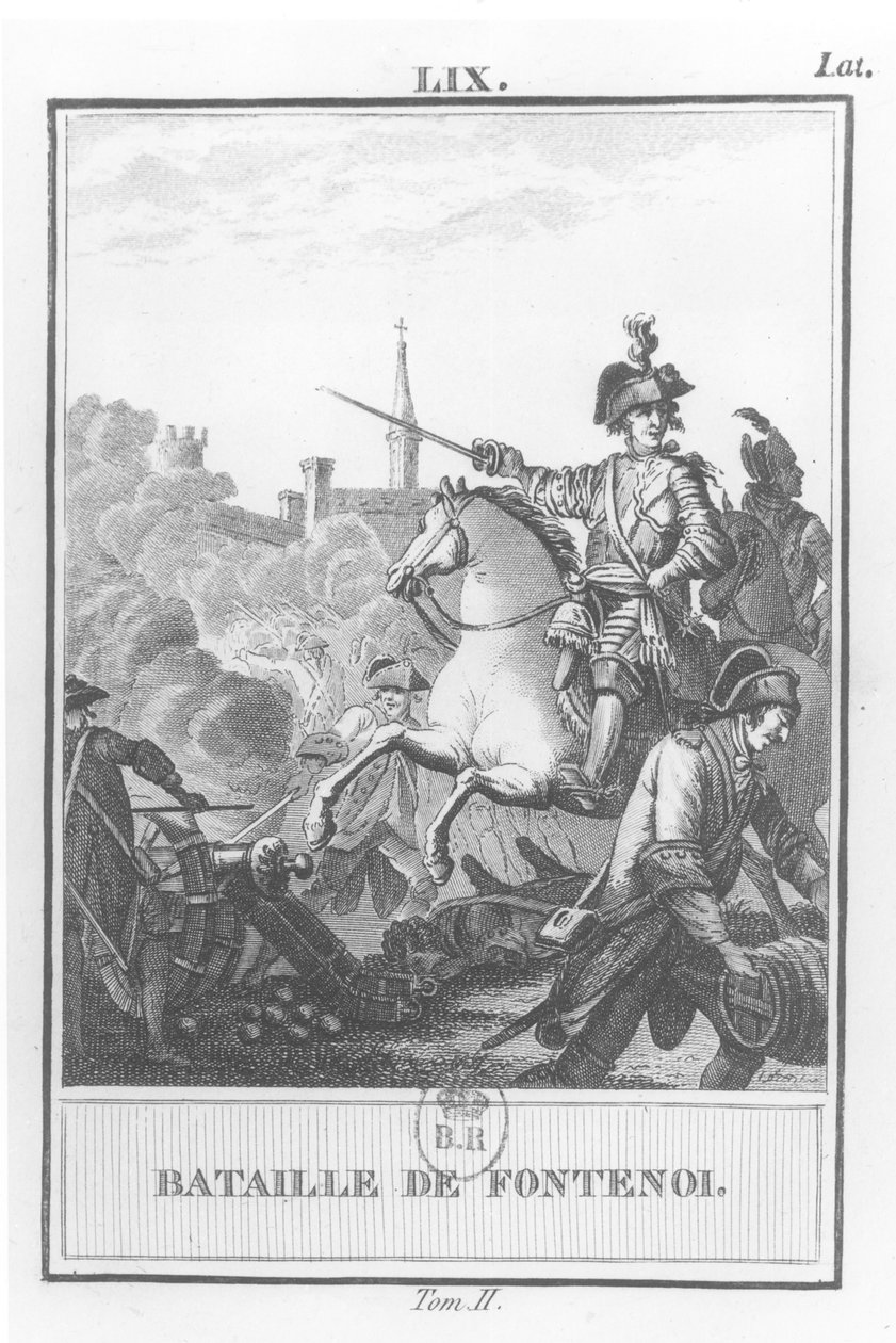 Ludvig XV (1710-74) ved slaget ved Fontenoy, 11. maj 1745, af French School